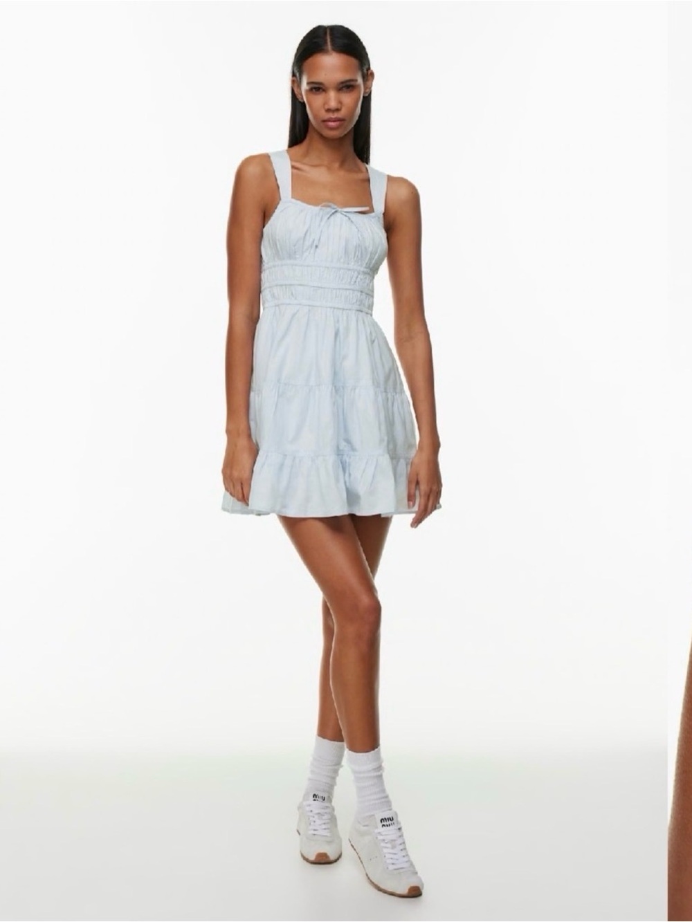 Aritzia Sunday Best Martine Poplin Mini Dress XS Blue Feminine Dainty Sundress